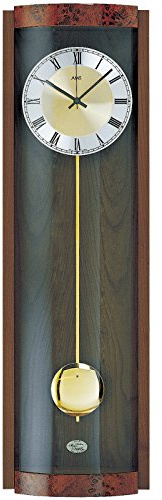 Pendeluhr AMS 5087 / 1 Wanduhr Funk Pendel Holzgehäuse Nussbaum