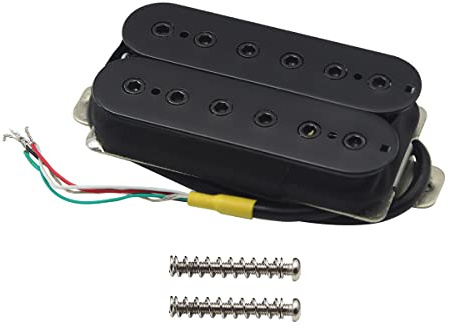 FLEOR Alnico 5 Doppelspulen-Tonabnehmer Bridge Humbucker-Tonabnehmer Verstellbare Sechskantschrauben-Polstücke für E-Gitarren-Part, Schwarz