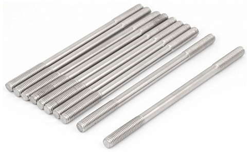 sourcing map 10 Stück Doppelend Gewindebolzen Schraube M8 x 150mm | Schubstange, Eng Einstellbare