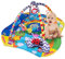 LIONELO Anika 2en1 Gimansio de Actividades 4 juguetes colgantes sonajeros 2 arcos Manta juegos bebé Función de parque de juegos Almohada de apoyo para bebe Educativa Azul-Amarillo