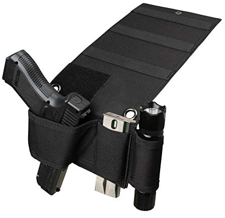 Gexgune Voiture de Chevet Matelas Gun Holster Noire pour Beretta 92 G1ock 18 19 26 1911 Holster de 9mm (Noir)