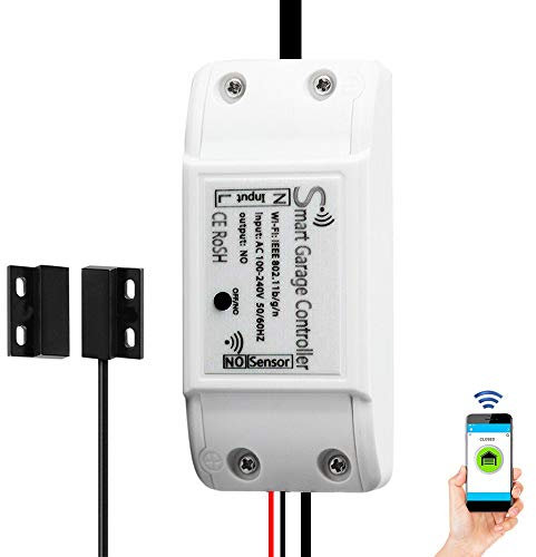 Smart WiFi Abrepuertas Electrico Abridor de Puerta de Garaje Mando a Distancia, Smartphone App Control, Compatible con Alexa, Google Assistant y IFTTT, no Requiere Hub