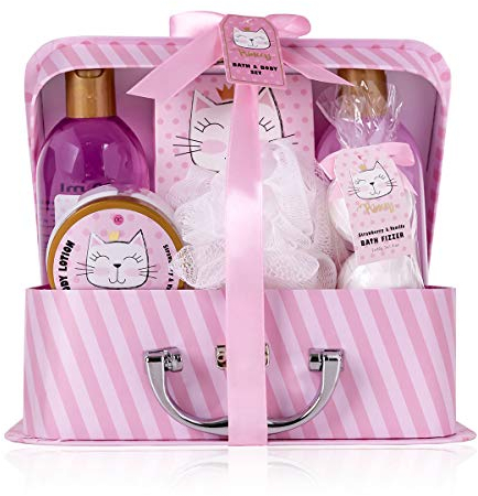 accentra Bath And Shower Set Princess Kitty For Teenagers And Girls, with A Sweet Strawberry & Vanilla Scent