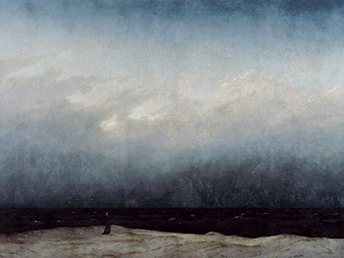 1art1 Caspar David Friedrich Poster Der Mönch Am Meer, 1808–1810 Bilder Leinwand-Bild Auf Keilrahmen | XXL-Wandbild Poster Kunstdruck Als Leinwandbild 80x60 cm