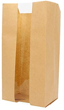 Pack of 50 Paper Bags Small with Window, Bread Bags, Butter Lunch Bags, Sweets Bags, Made of Brown, Kraft Gift Wrapping Paper Food Storage Baking Bread Bag 12 x 9 x 30 cm / 4.7 x 3.5 x 11.8 inches