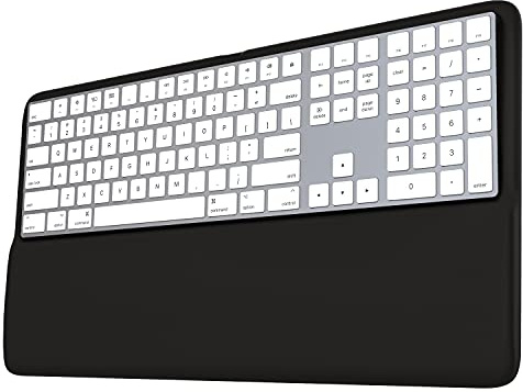 Reposamuñecas para Magic Keyboard 2 con teclado numérico, soporte para bandeja para teclado, tecnología de gel calmante y funda lisa satinada, color negro