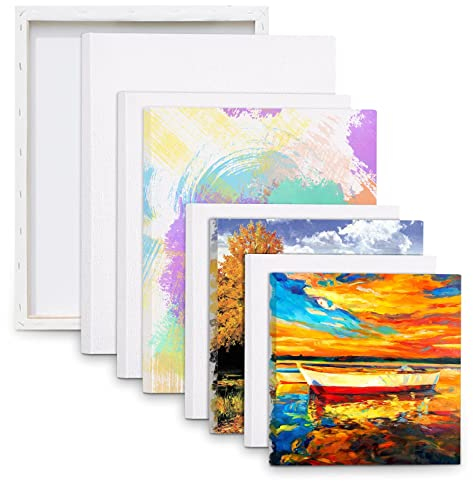 8 Set Art Tela Bianca Dimensioni Assortite Telaio Arte Barella Acrilico Pittura Ad Olio. Tavola Tela Bianca, per Pittura, 100% Cotone