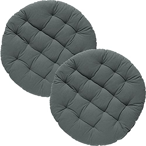 REDBEST Stuhlkissen, Stuhlauflage, Sitzkissen Uni 2er-Pack grau Größe 37 Ø - gesteppt, mit glatten, strapazierstarkem Gewebe (weitere Farben)