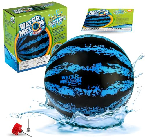 Watermelon Ball – The Ultimate Swimming Pool Game for Under Water Passing, Dribbling, Diving and Pool Games for Teens, Kids, or Adults, Balls Fills with Water, Blue, 9 inches