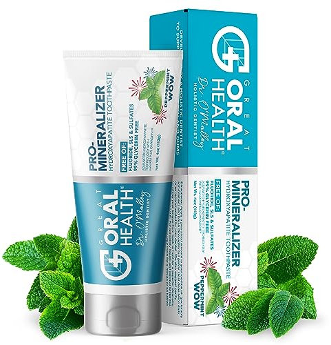 Nano hydroxyapatite Toothpaste Fluoride Free: Dentist Formulated Pro Remineralizing Toothpaste Plus Anti Cavity Xylitol, Tooth Remineralization for Sensitive Teeth & Enamel Support in Peppermint Wow
