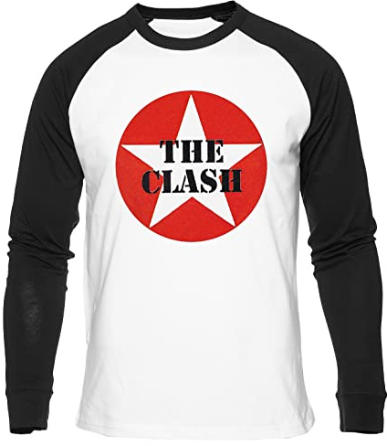 Röd Stjärna T-shirt Baseboll Unisex Herr Kvinnor Långärmad Vit Baseball Men Women White L