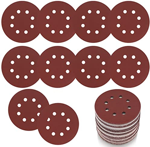 Yibaijia 15 Pcs 180 Grit Sanding Discs 125 Mm Sanding Discs | 8 Holes Hook And Loop Orbital Sander Sanding Pads Discs 125 Mm/5 Inch For Random Orbital Sander