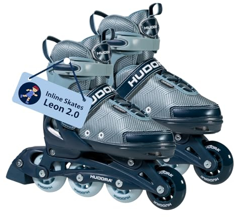 HUDORA Inline Skates Mia/Leon 2.0 - Inliner für Kinder/Jugendliche & Erwachsene in versch. Größen & Farben - Roller Skates bis zu 4 Größen verstellbar - Bequeme & stilvolle Rollerskates