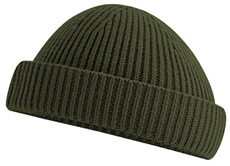 Roughtex Fisherman Beanie kurz – Fischermütze für Herren & Damen aus recyceltem Polyester, grob gestrickt, Einheitsgröße Oliv