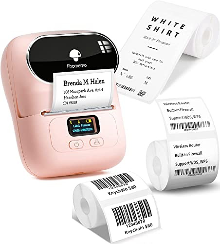 Phomemo M110 Etikettendrucker 3 EtikettenRollen-Set, Beschriftungsgerät Selbstklebend für Telefon und PC, Bluetooth Etikettendrucker, Etikettiergerät Tragbarer für Zuhause, Büro