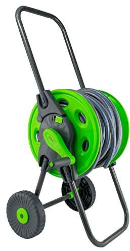 Garden Watering Hose Storage Reel on Wheels with 65ft Hose Pipe,fold-Down Handle for Easy Storage/Transport