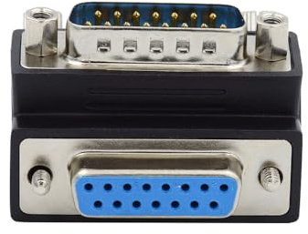 xiwai Adaptateur série DB15 D-SUB 15 broches RS232 D-subminiature adaptateur mâle vers femelle avec écrous à vis, connecteur DB coudé à 90 degrés