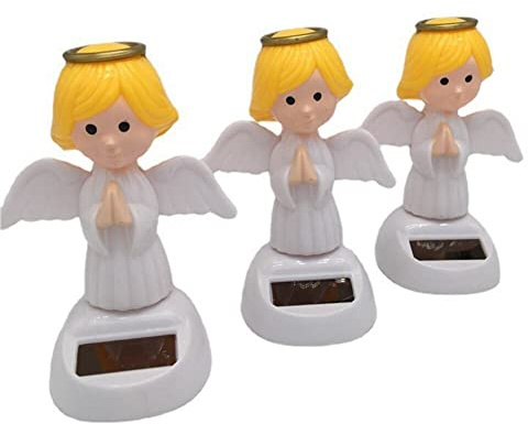Asudaro Solar Tanzfigur Spielzeug, 3St Auto Armaturenbrett Ornament Kleiner Alter Mann/Meerjungfrau/Engel Desktop-Dekor Wackelkopf Figur Solarspielzeug für Schreibtische Tische Balkone und Auto Engel