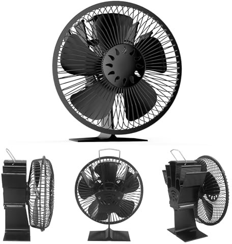 Ventola per stufa a legna, ventola per stufa a legna migliorata, ventola per stufa alimentata a calore con striscia bimetallica integrata, ventola per stufa alimentata a calore per una buona