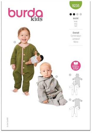 BURDA X09235Burda Schnittmuster-Paket für Baby-Overall, Designcode B9235, Größen 1M-3 (56-98)