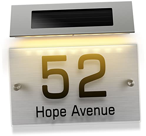 Gadpiparty 1satz Solar Hausnummernschild Mit -beleuchtung Leds Anpassbar Außenbereich Für Garten Terrasse Eingang Solarenergie Für Nächtliche Sichtbarkeit