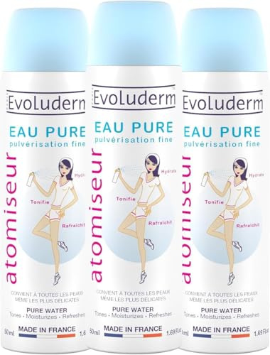 EVOLUDERM – atomizador de agua pura – origen natural – vegano – Fabricación francesa (3 x 50 ml)