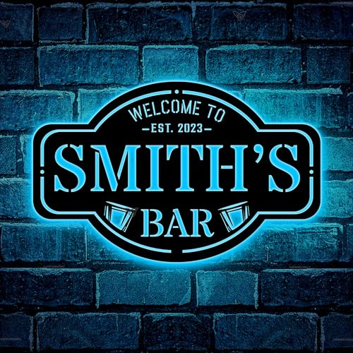 Benutzerdefinierte LED-Holzleuchten für Bar und Pub - Individuelles Schild, Männerhöhlen-Dekor, Innen-Terrassen-Schild, Personalisierte Metall-Wandkunst