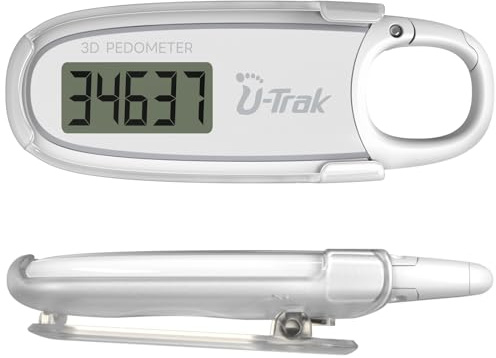 3D Pedometer for Walking with Removable Clip and Carabiner Simple Step Counter for Walking Accurate Clip On Step Tracker for Men Women Kids (White)
