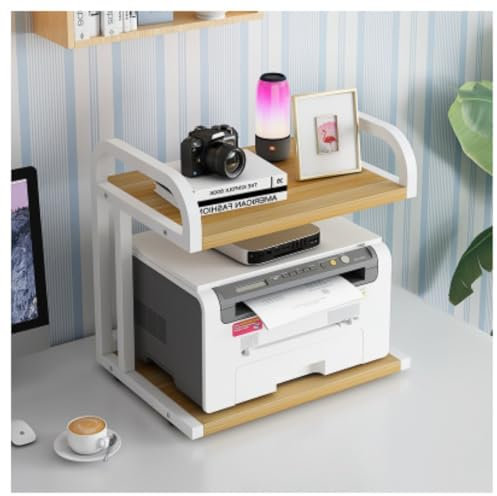 HAVVMK Druckergestell, Druckertisch, Druckerregal, 2-lagiger Druckertisch, kleines Kopierer-Aufbewahrungsgestell, Desktop-Organizer für das Home-Office, Druckerständer, Druckertisch (F)