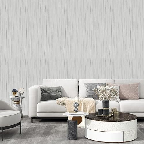 Beswitory Striped Wallpaper Modern 3D Embossed Wallpapers Light Grey Mix Plain Thick Textured Wallpaper for Bedroom Adults Teenager Living Room Lounge Hallway Hall
