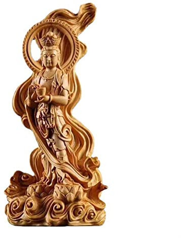 Weiping – Handgefertigte Guanyin-Statue aus massivem Holz, Zypresse, chinesische Buddha-Statue, modern, handgeschnitzt, for Zuhause, Wohnzimmer, Feng Shui, Dekoration, Guanyin-Statue, Tischfigur