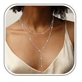 CASSIECA Collier en Y Femme Argent, Longs Colliers Délicats Argent Lariat Tendance en Forme de Y Pendentifs en Zircone Bijoux Fantaisie Femmes Cadeau