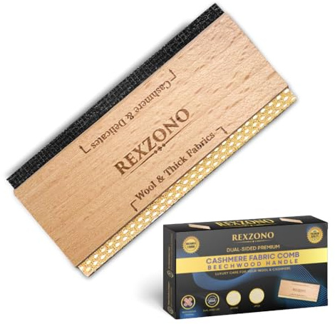 Rexzono Beechwood Cashmere Comb, Wooden Fabric Shaver, Portable Depiller Tool for Sweaters, Wool, Knits, Scarves, and Clothing, Removes Fuzz, Bobbles, and Pills