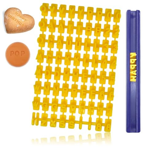 Timbri con lettere per argilla, biscotti, alfabeto, numeri, per fondente, biscotti, argilla, lettere, set di timbri per pasticceria, artigianato, parole, 72 pezzi