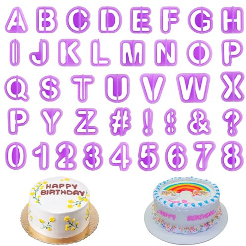 Set de Cortadores de Fondant, Herramientas de Repostería para Decoración de Tartas, Cortadores de Letras para Fondant, Moldes de Letras y Números para Galletas y Pasteles