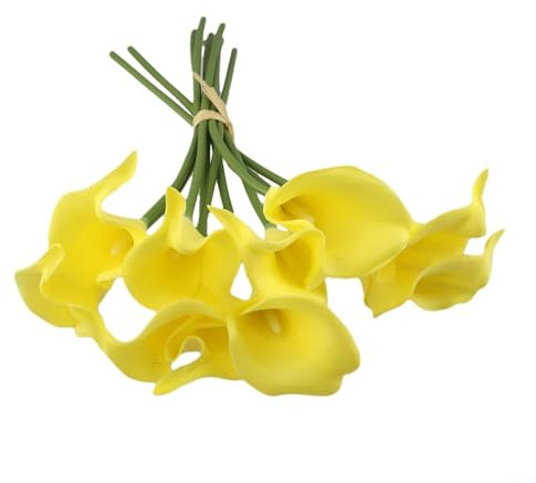 Künstliche Calla-Lilien für Blumenarrangements auf Partys und zu Hause, Gelb, 10 Stück