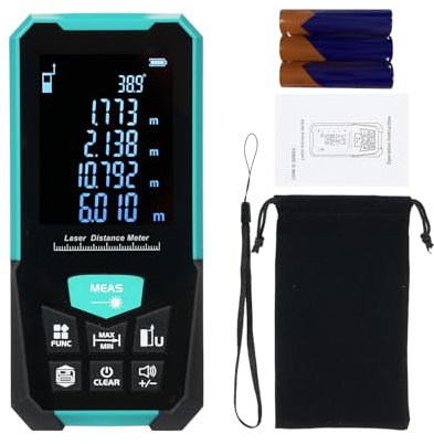 Profesional Laser Distance Meter 100m/328ft Laser Tape Measure Rangefinder with Single Continuous Volumes Area Pythagoras Measurement Modes Digital Range Finder USB Charging