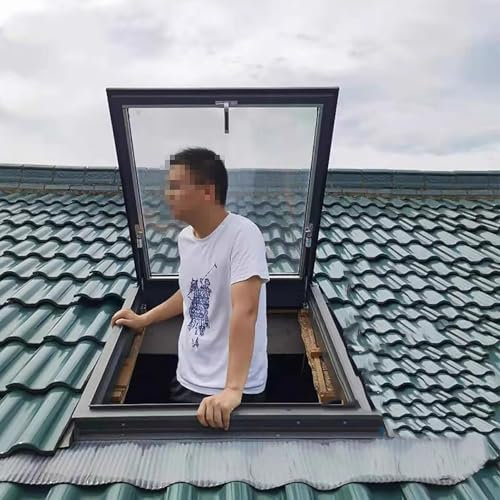 Dachfenster Dachfensterabdeckungen für Dachgeschosse Sind Passierbar, Ersatz des Dachfensters Durch Gehärtetes Glas, Sichtfenster Im Wintergarten zur Belüftung, Tageslichttür(45x45cm(17.7x17.7))