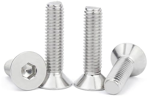 20 tornillos de cabeza avellanada M6 x 16 plateados, de acero inoxidable, hexagonales, rosca métrica, tornillos avellanados duraderos para muebles, ingeniería mecánica y bricolaje, tornillos M6 de