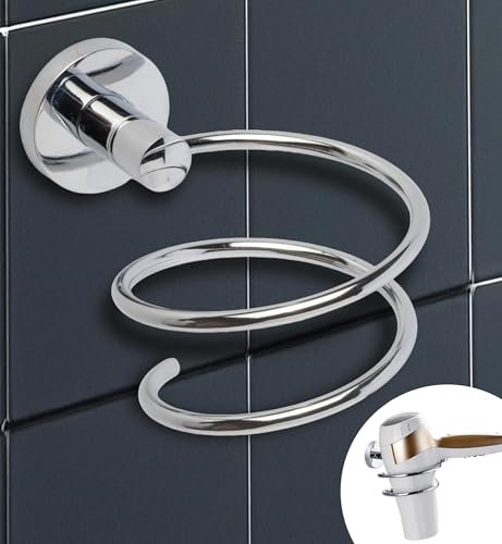 IPEA Porta Asciugacapelli Autodesivo da Parete - Non Necessita Foratura - Design Moderno - Elegante Porta Phon Adesivo da Muro per Phon da Incollare in Bagno e Casa - Supporto