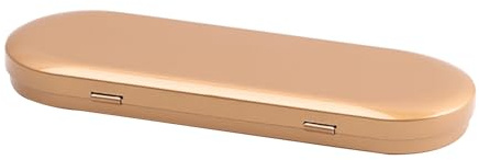 Aoktorkit 1PCS Metal Tin Box Container, 17.5x6x1.8cm Oval Empty Mini Storage Box Portable Storage Container with Lid for Small Items, Champagne