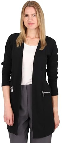Malito – Blazer casual da donna a maniche lunghe – aperto elegante blazer elasticizzato – morbido & figurumspielend – Business Longblazer 6041, Nero , M