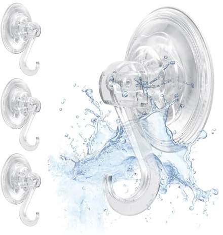 YHTCC 4 Pack Heavy Duty Suction Hooks-3KG Strong Vacuum Suction Cup Hangers | Reusable Clear Plastic Sucker Hooks for Towels, Wreaths, Bags & Coats, Strong Hooks for Bathroom, Shower, Kitchen & Door