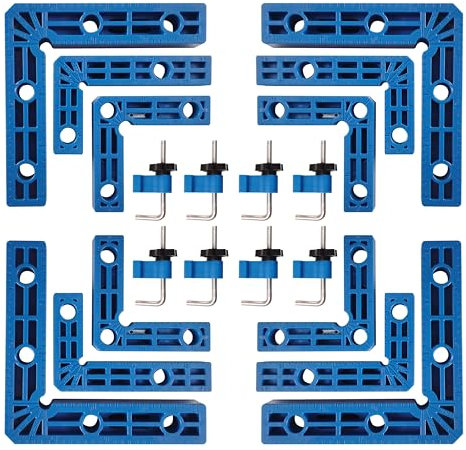90 Degree Clamp,Positioning Squares, 3 4 2.3 Right Angle Clamp with 12 Clamping Squares,Corner Clamps Woodworking Tool for Pictures Frames Cabinets Boxes,Blue