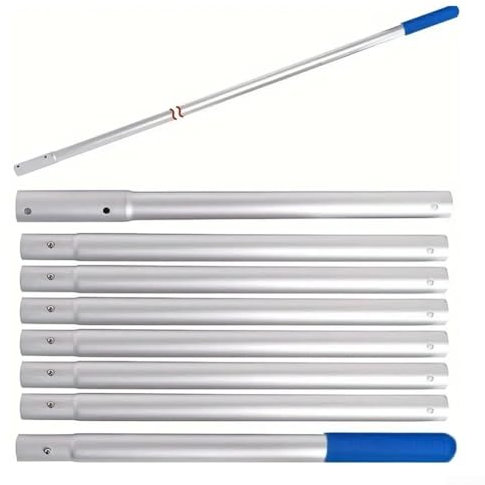 MeevrgR Asta di prolunga per la pulizia della piscina, asta telescopica regolabile in metallo (40-120 cm), adatta per skimmer, spazzole e teste di aspirazione