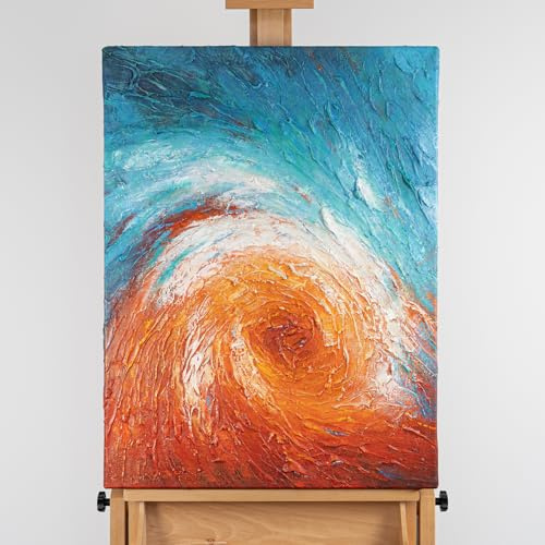 AUREDAS Großformatiges, vollständig handgemaltes Acrylgemälde auf Baumwollleinwand, Im Wirbel der Zeit, 60x80 cm Hochformat, 4 cm Holzkeilrahmen, ohne Schattenfugenrahmen