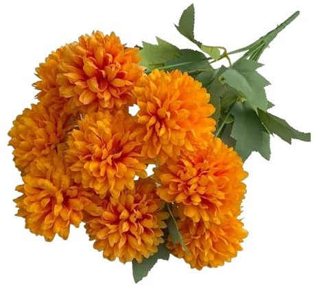Générique Bouquet de Plantes Vertes artificielles à 9 têtes d'hortensia et de camélia, Bouquet de mariée, décoration de Table de Mariage à Faire soi-même(Light Orange)