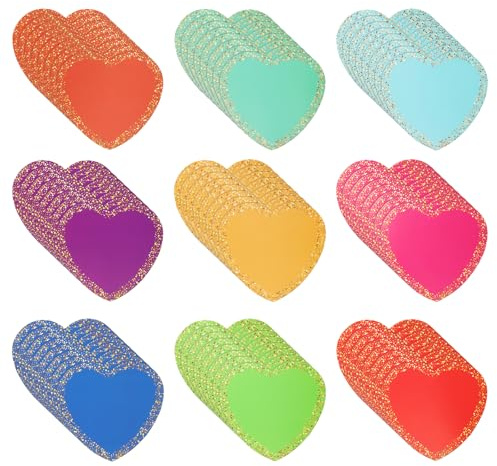 Papier en Forme de Coeur 108 Pièces, Paper Cutouts Pour Tableau Affichage, Avec Pastilles Adhésives, Décoration DIY pour Salle de Classe, Chambre, Bureau, école, Tableau Noir, Fête