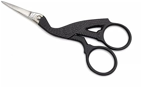 Stickschere STORCH 11 cm/gold-antik-silber-grün-lila-rot-rosa-royalblau-schwarz (Schwarz)