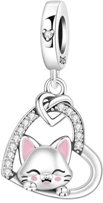 NUJIFFY Süße Tiere Charm 925 Sterling Silber Charms Anhänger für Armband Bär charm anhänger Hunde, Kompatibel mit Europäischen Armbändern für Frauen Schmuck Geschenk